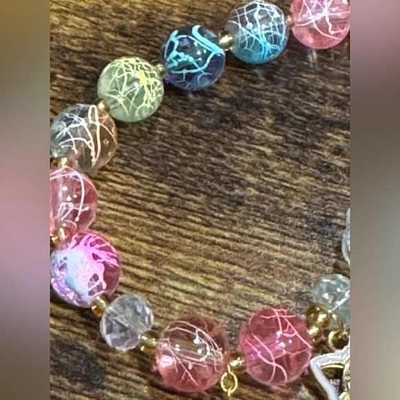 Multicolor Beaded Bracelet with Gold Accents - Picture 4 of 5